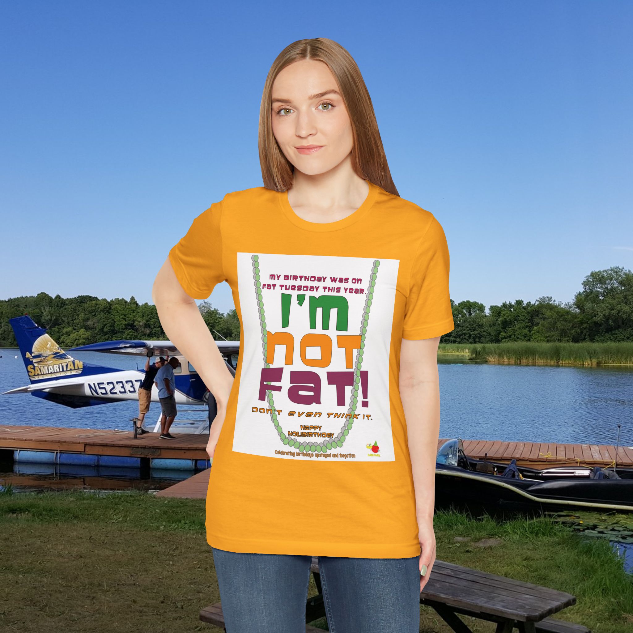 Funny Birthday Tee - "I'm Not Fat!" - Celebrate Fat Tuesday in Style