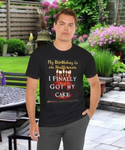 Halloween Themed Birthday Tee - "My Birthday is on Halloween, I Finally Got My Cake"